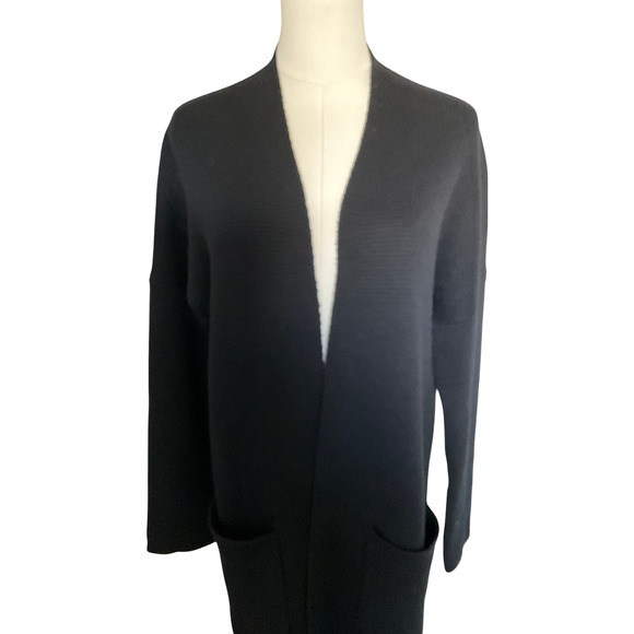 J. Crew Women's Medium Black Cardigan Sweater Knit Pockets Long Knit Winter - Picture 1 of 9